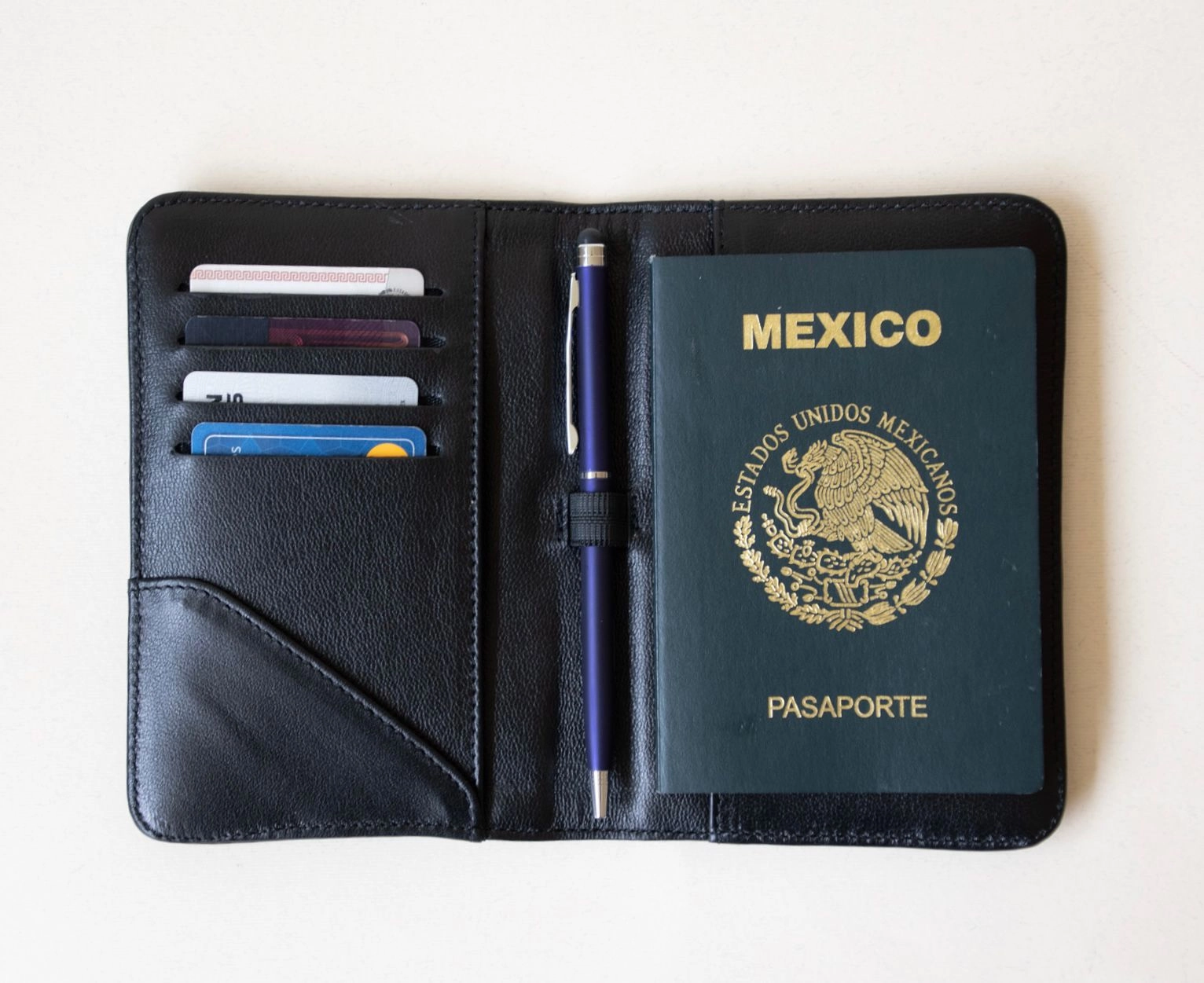 Porta pasaporte Negro interior